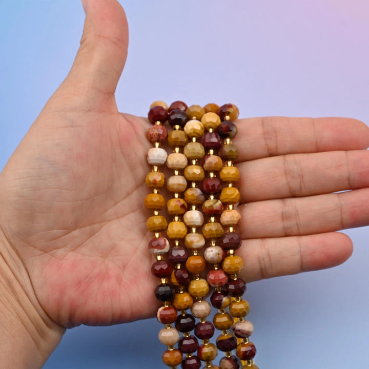 Mookaite beads, faceted rondelle, 6x8mm