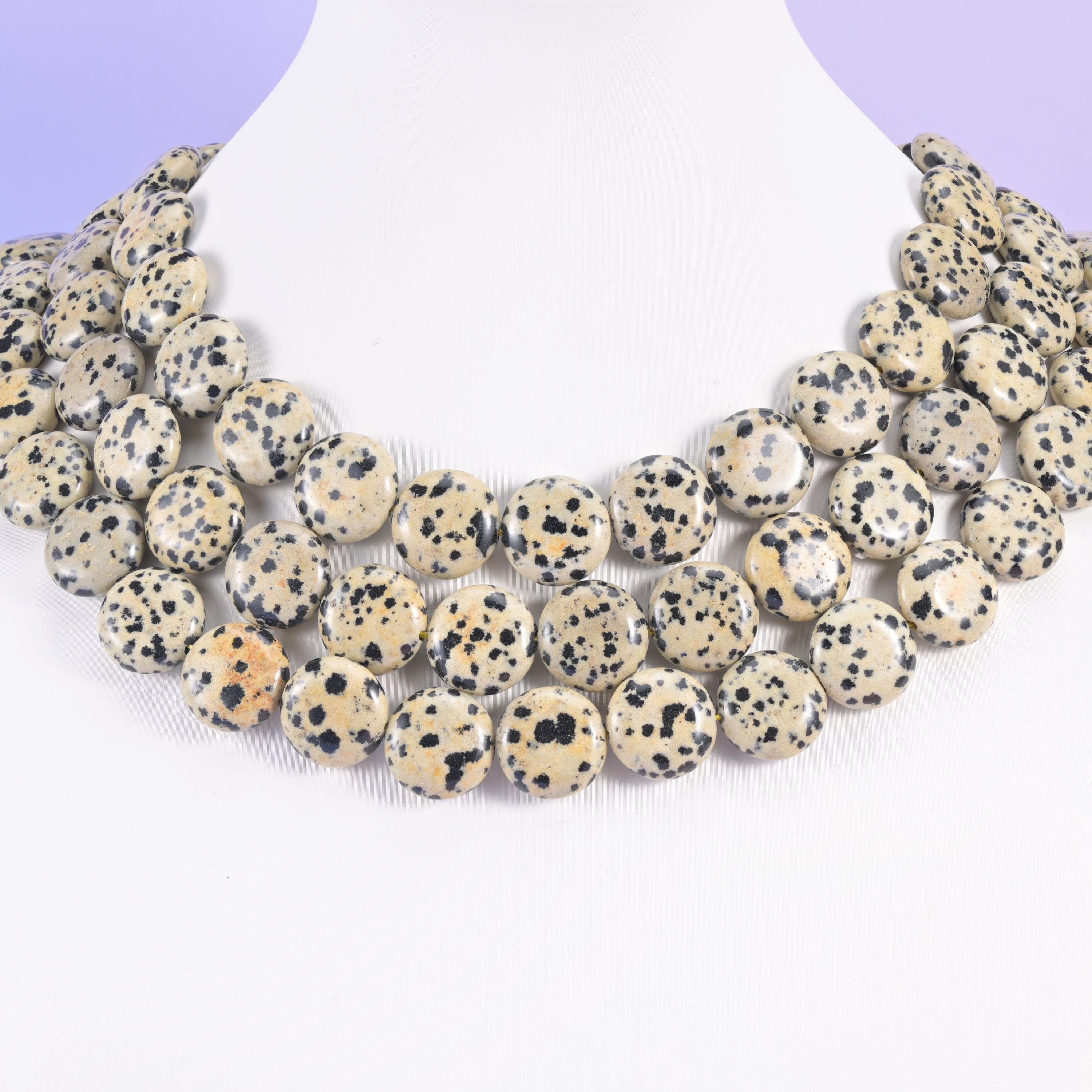 Dalmatian Jasper Smooth Coin Beads Size 15mm Jewelry Making 15 Inch Strand