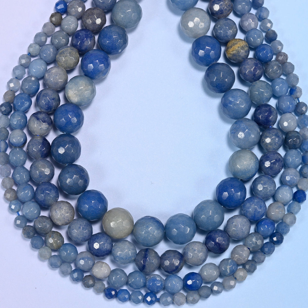 Denim Blue Aventurine Faceted Round Beads 4mm 6mm 8mm 10mm, hole 0.8-1.0mm, +/- 0.2mm, centre drilled