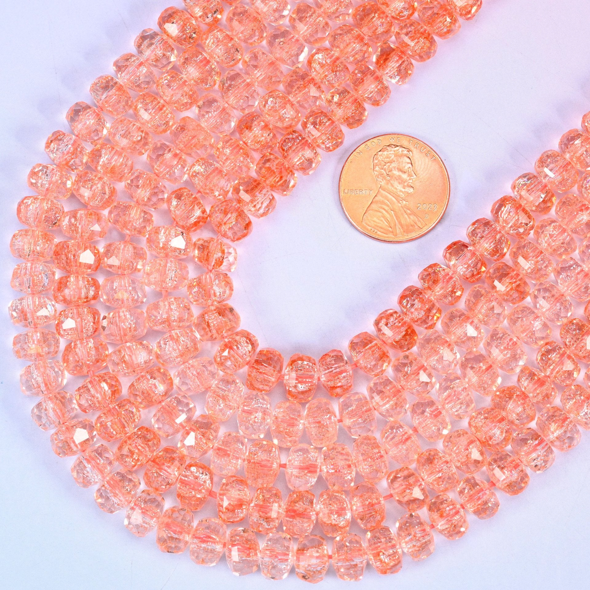 Transparent Orange Faceted Rondelle Glass Beads: Size 5x8mm, Jewelry Making Supply