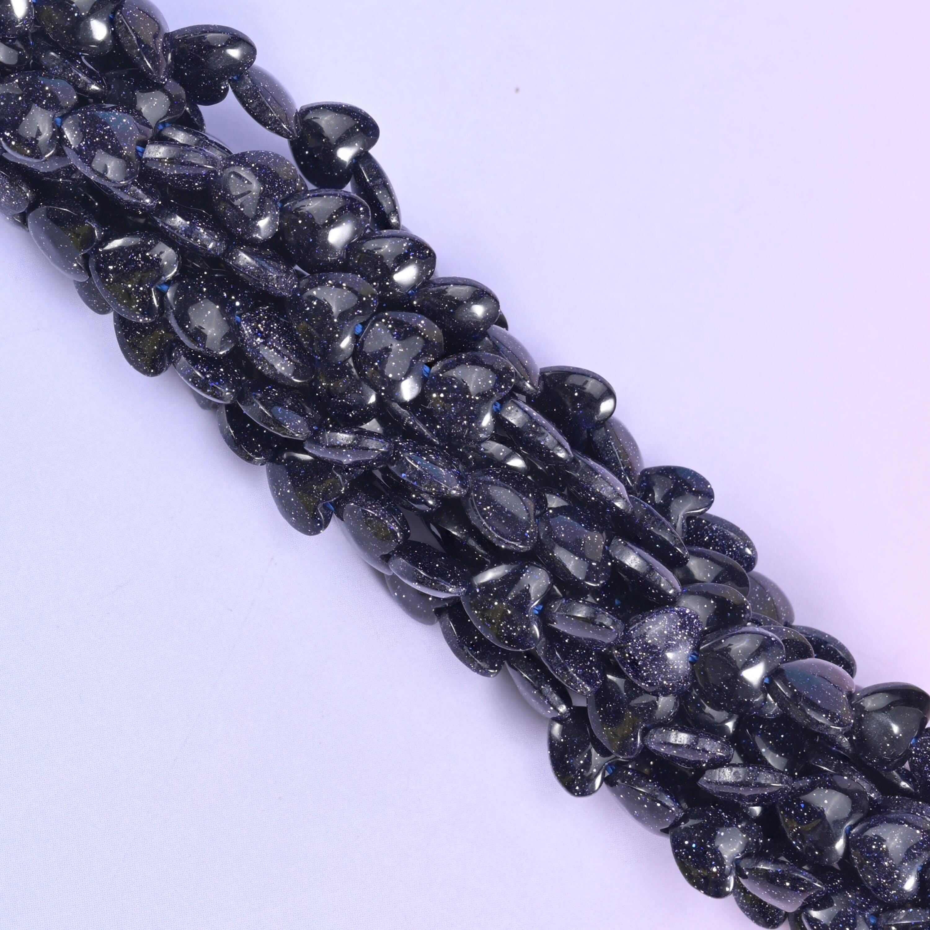 Blue Sandstone Heart Beads 6mm, approximately 70 beads per 15 inch strand