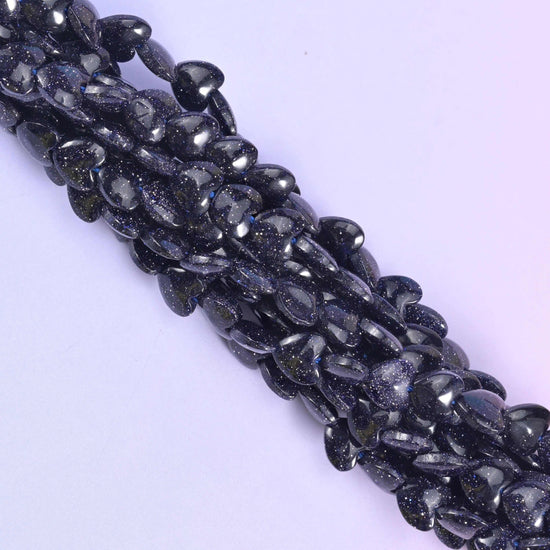 Blue Sandstone Heart Beads 6mm, approximately 70 beads per 15 inch strand