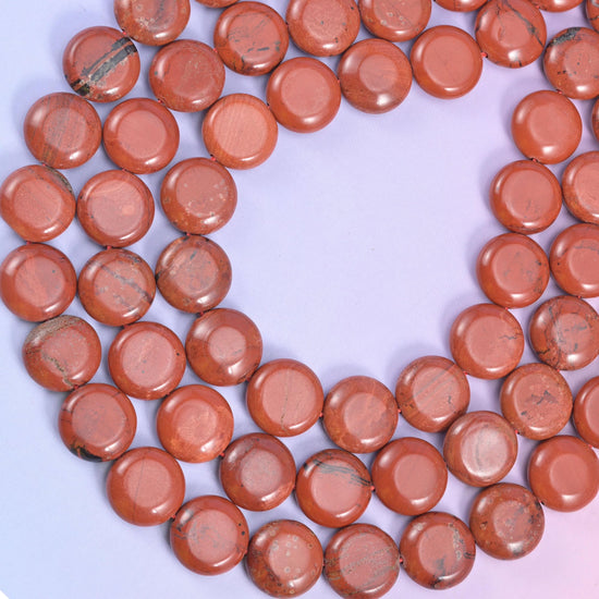 Red Jasper coin beads, 1.2mm centre-drilled hole