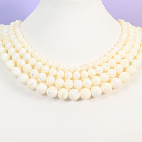 White trochus shell beads, smooth round, 6mm 8mm 10mm 12mm