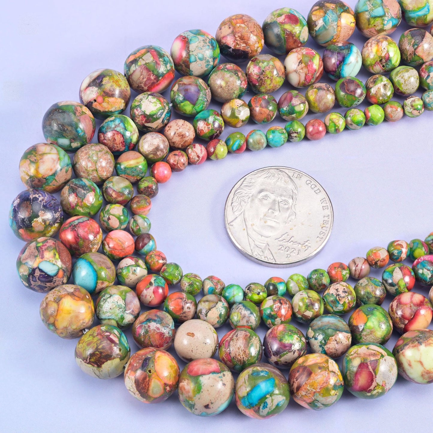 Sea sediment jasper smooth round beads, 15 inch strand