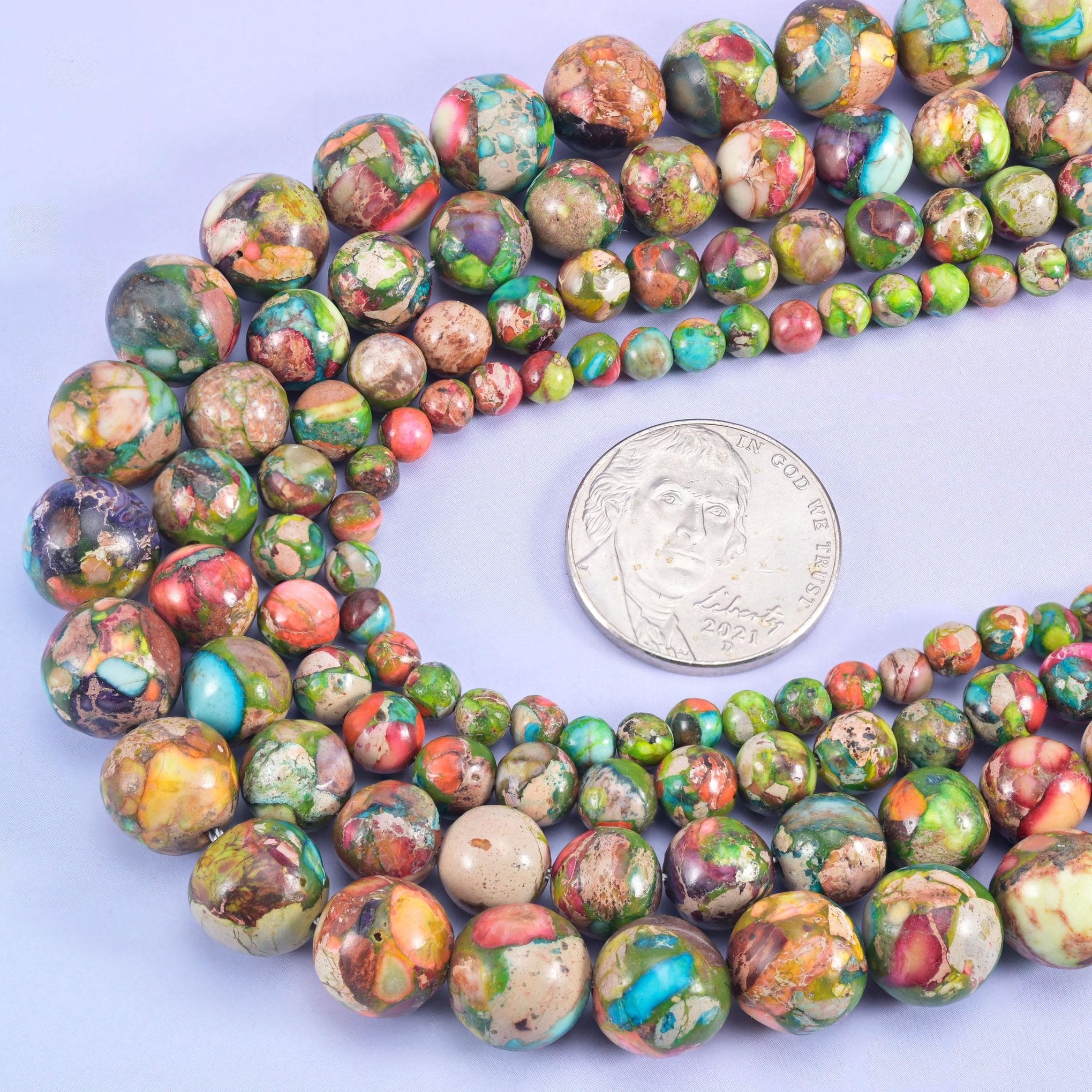 Sea sediment jasper smooth round beads, 15 inch strand