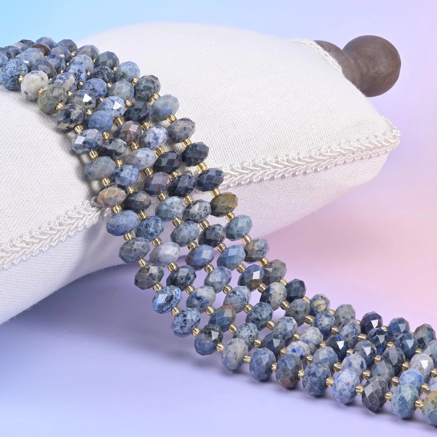 Sunset Dumortierite Faceted Rondelle Beads