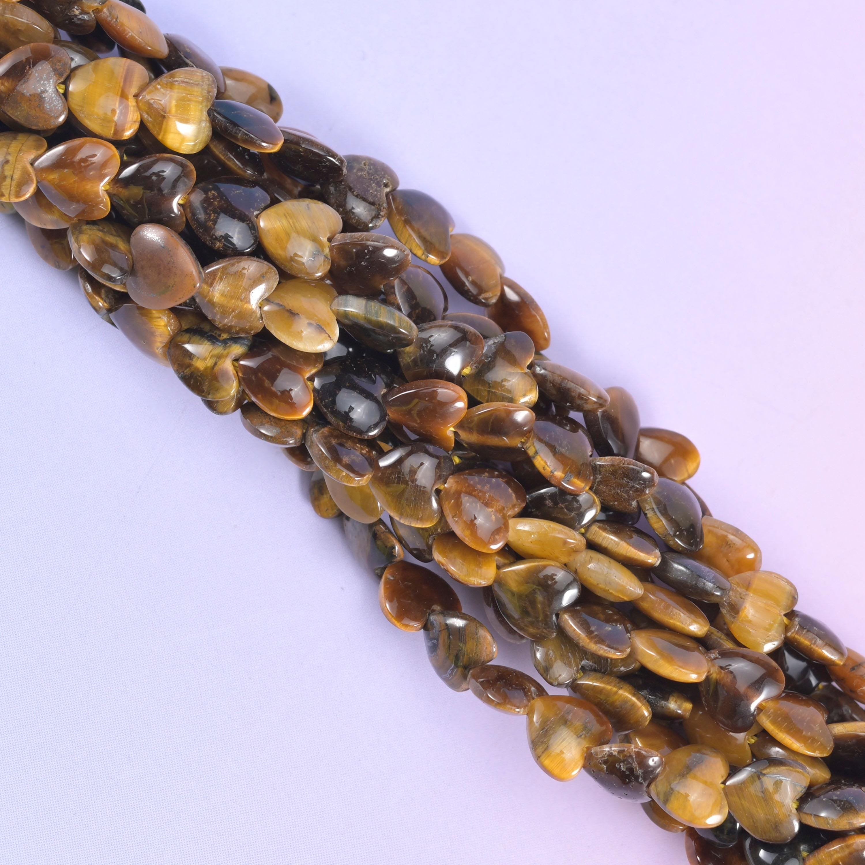 Tiger Eye Heart Beads, approximately 70 beads per strand