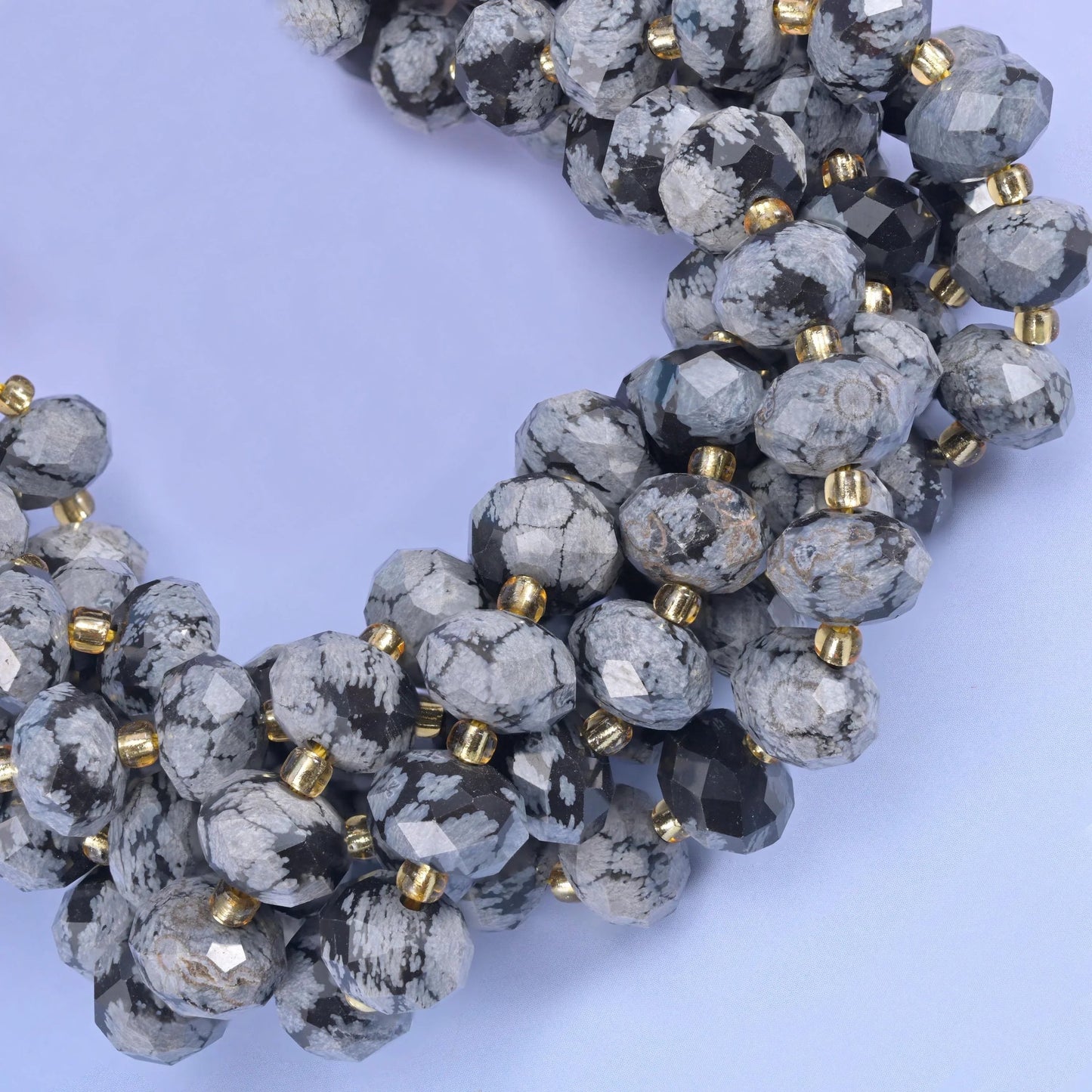Faceted rondelle cut snowflake jasper beads