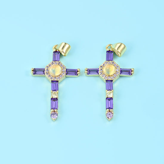 18K Gold Filled Cross Pendant 35x18mm, 1 Piece