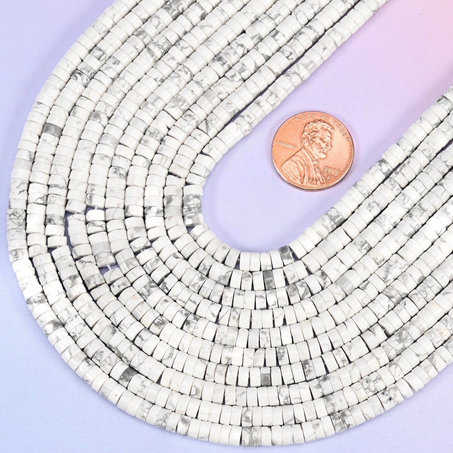 Heishi disc cut White Howlite beads