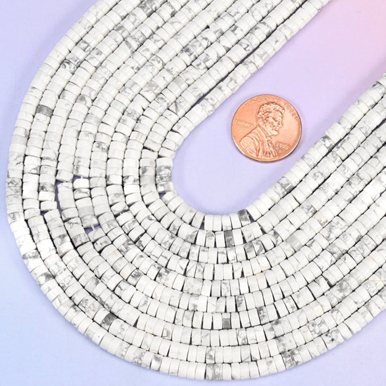 Heishi disc cut White Howlite beads