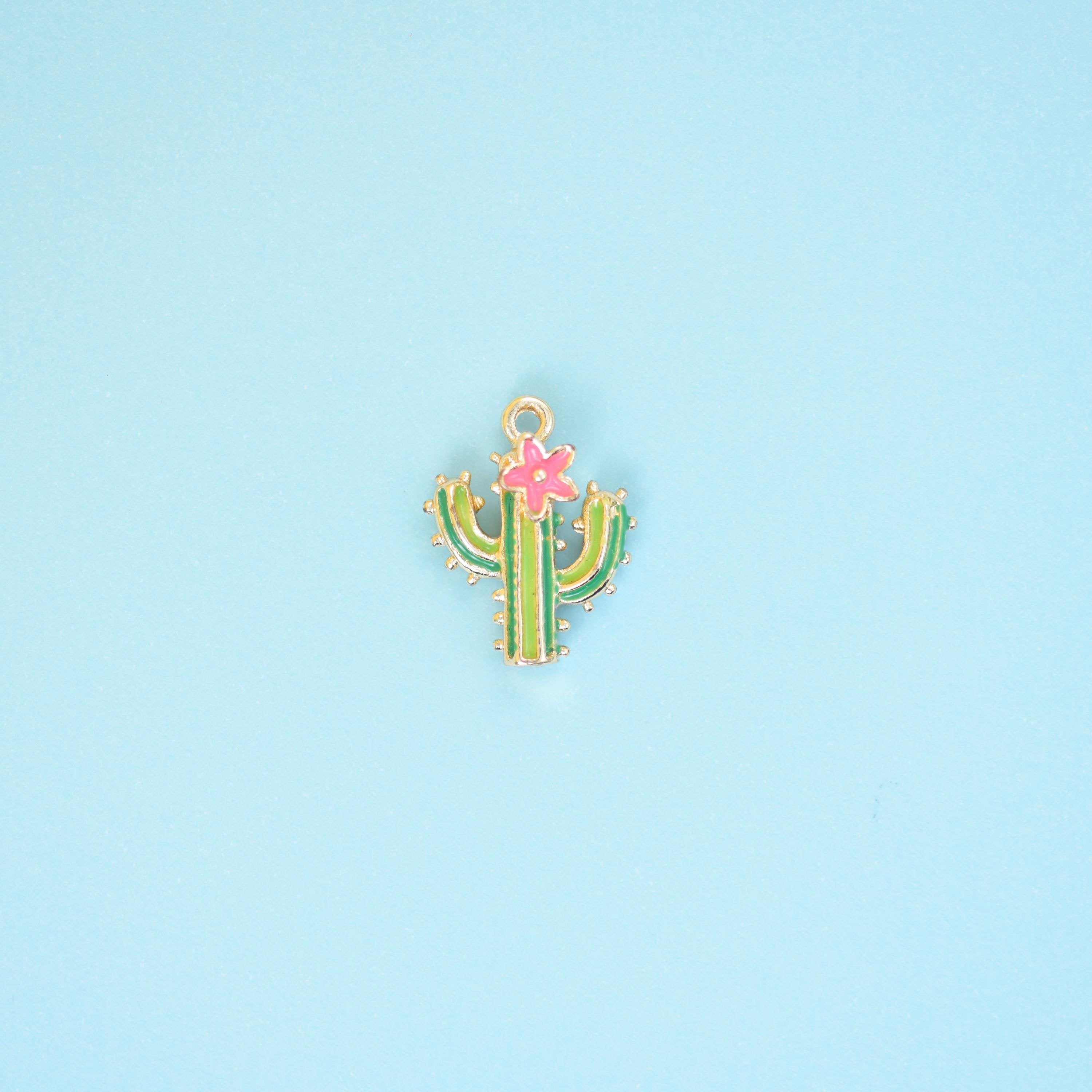 Brass beads, cactus, 16 x 11mm