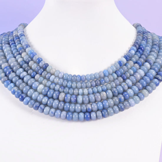Blue Aventurine beads, smooth rondelle, 4x6mm and 5x8mm