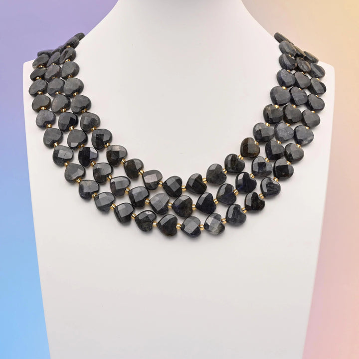 Iolite faceted heart beads, 12mm, sold per 15.5 inch strand