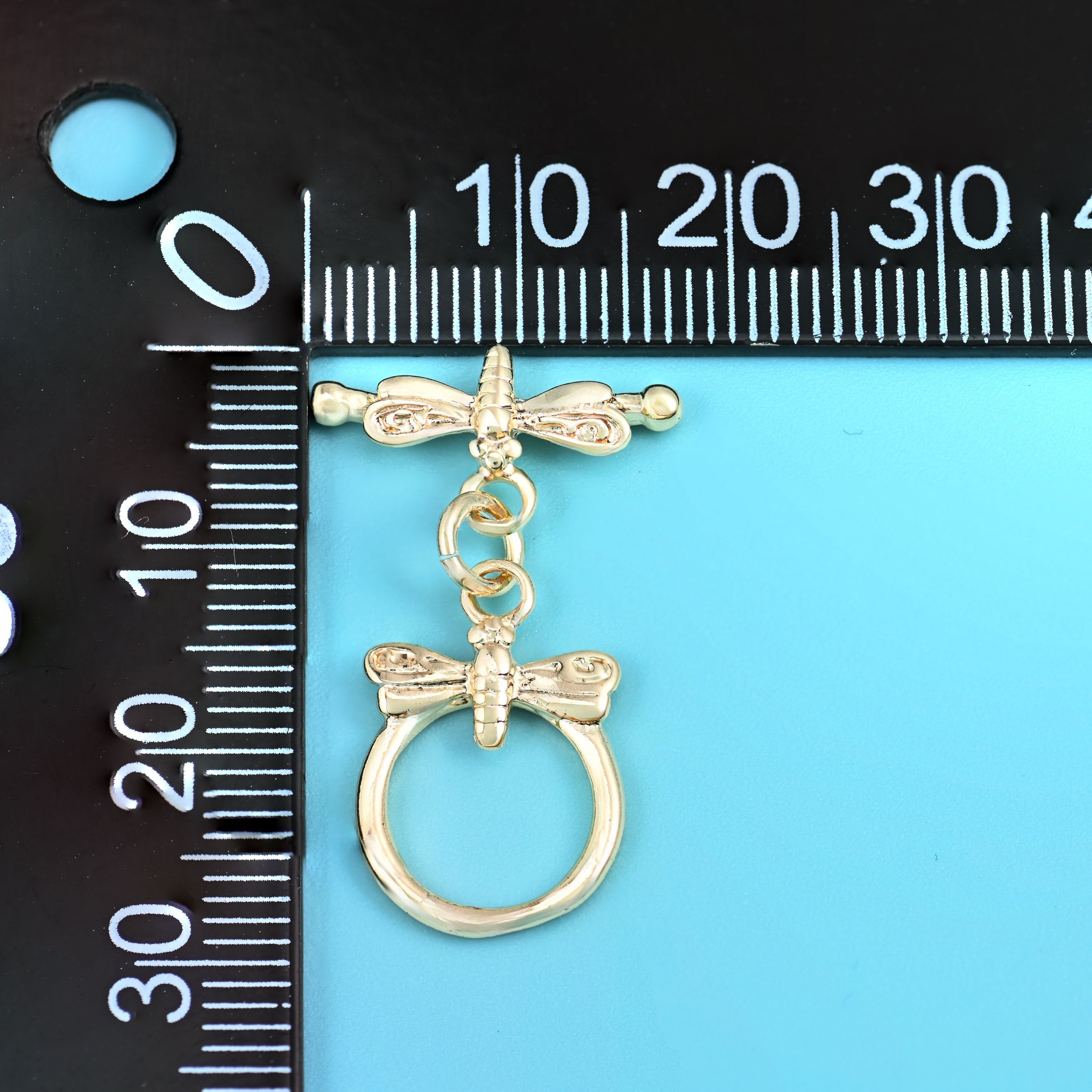 18K gold filled dragonfly toggle clasp, brass base