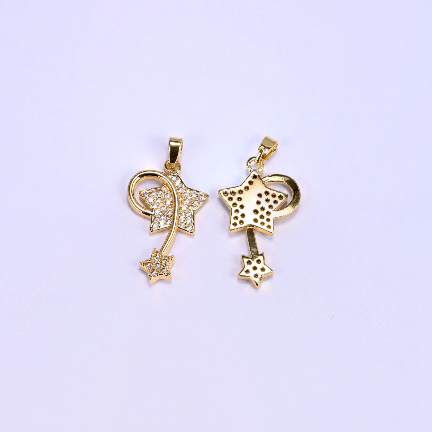 Wishing Star Zircon Charms: 18K Gold Filled Pendants, Jewelry Making Supply