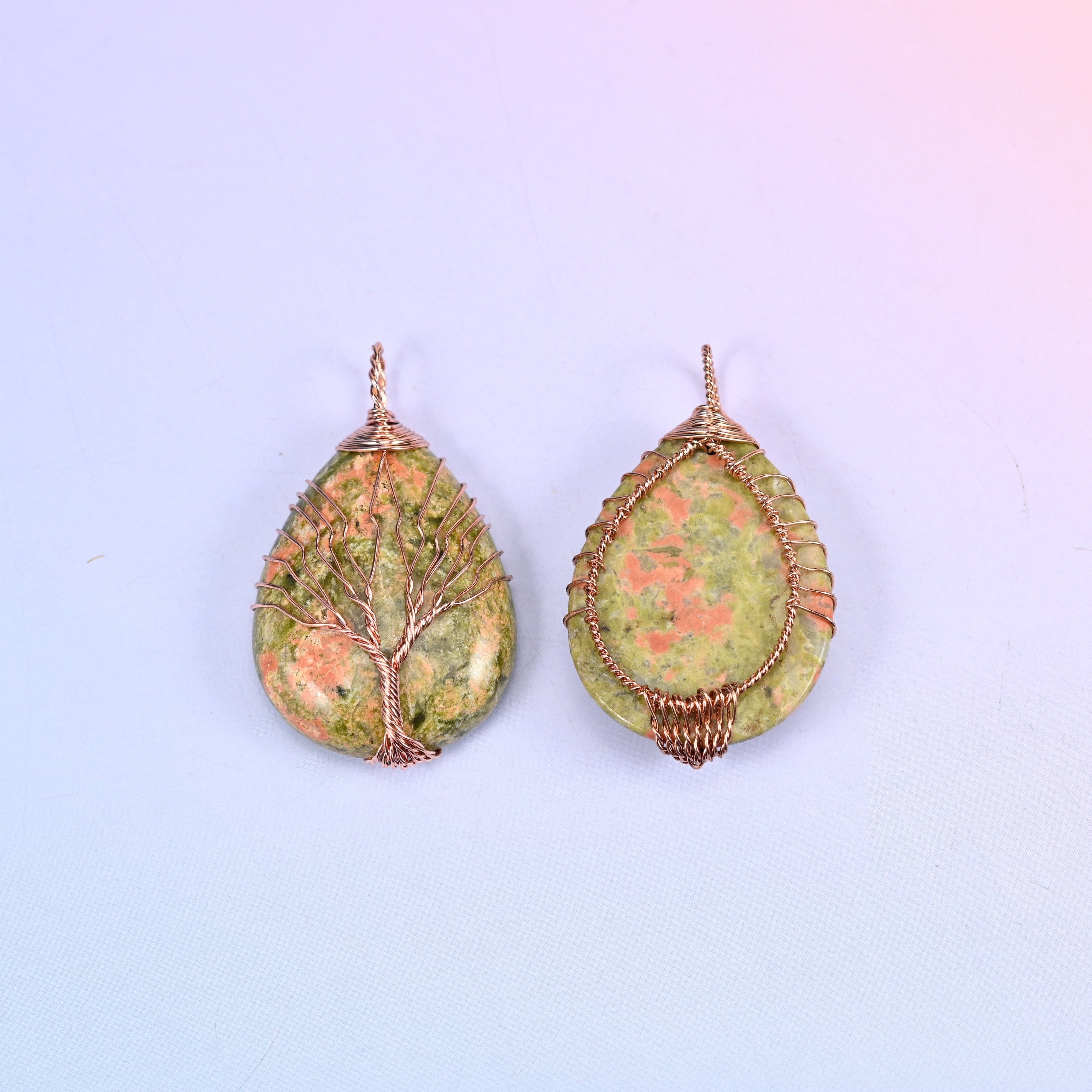 Teardrop Crystal Pendant with Copper Wired Tree