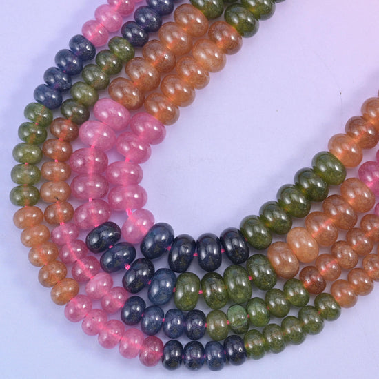 Tourmaline color dyed jade rondelle beads, 1.0mm hole