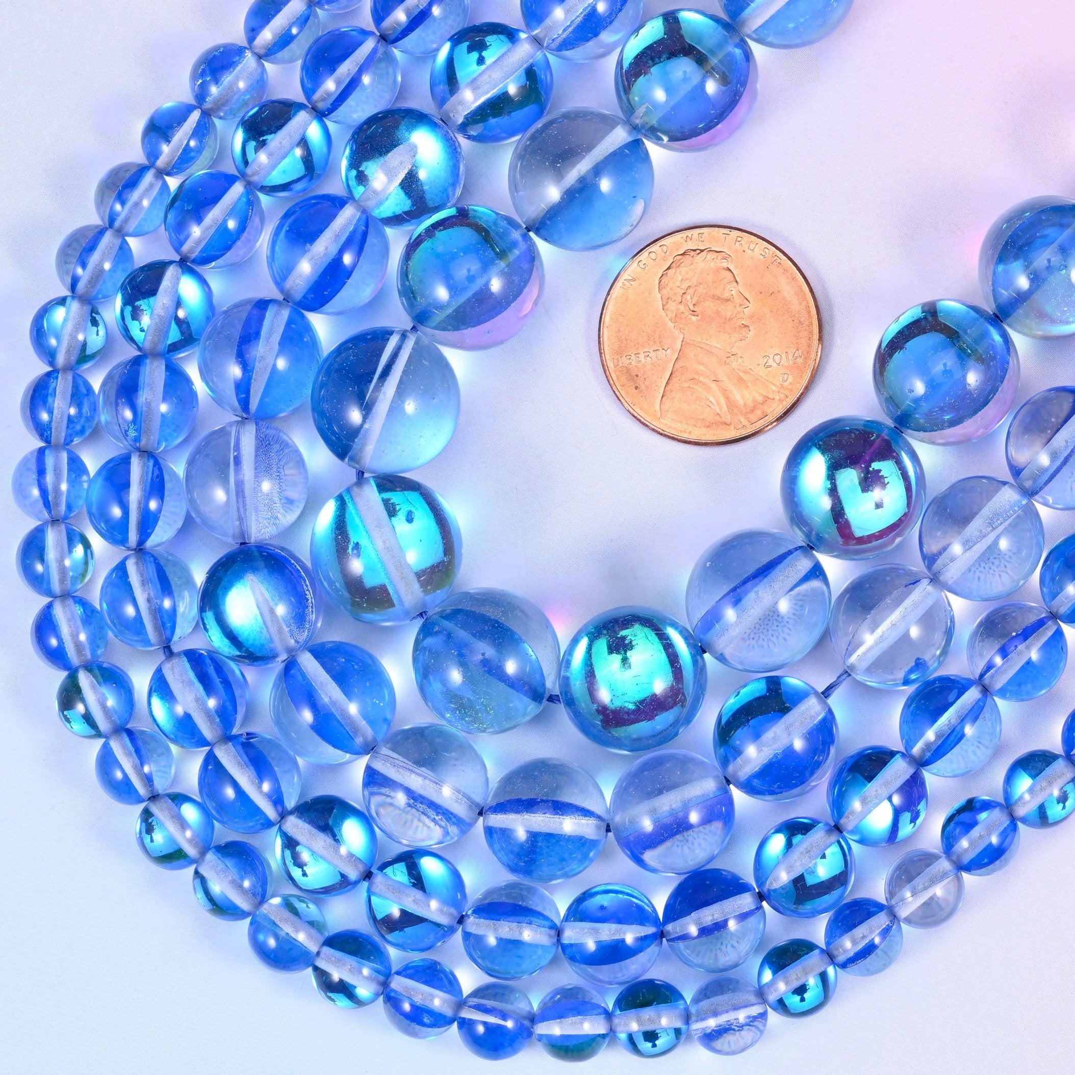 Round cut blue glass beads