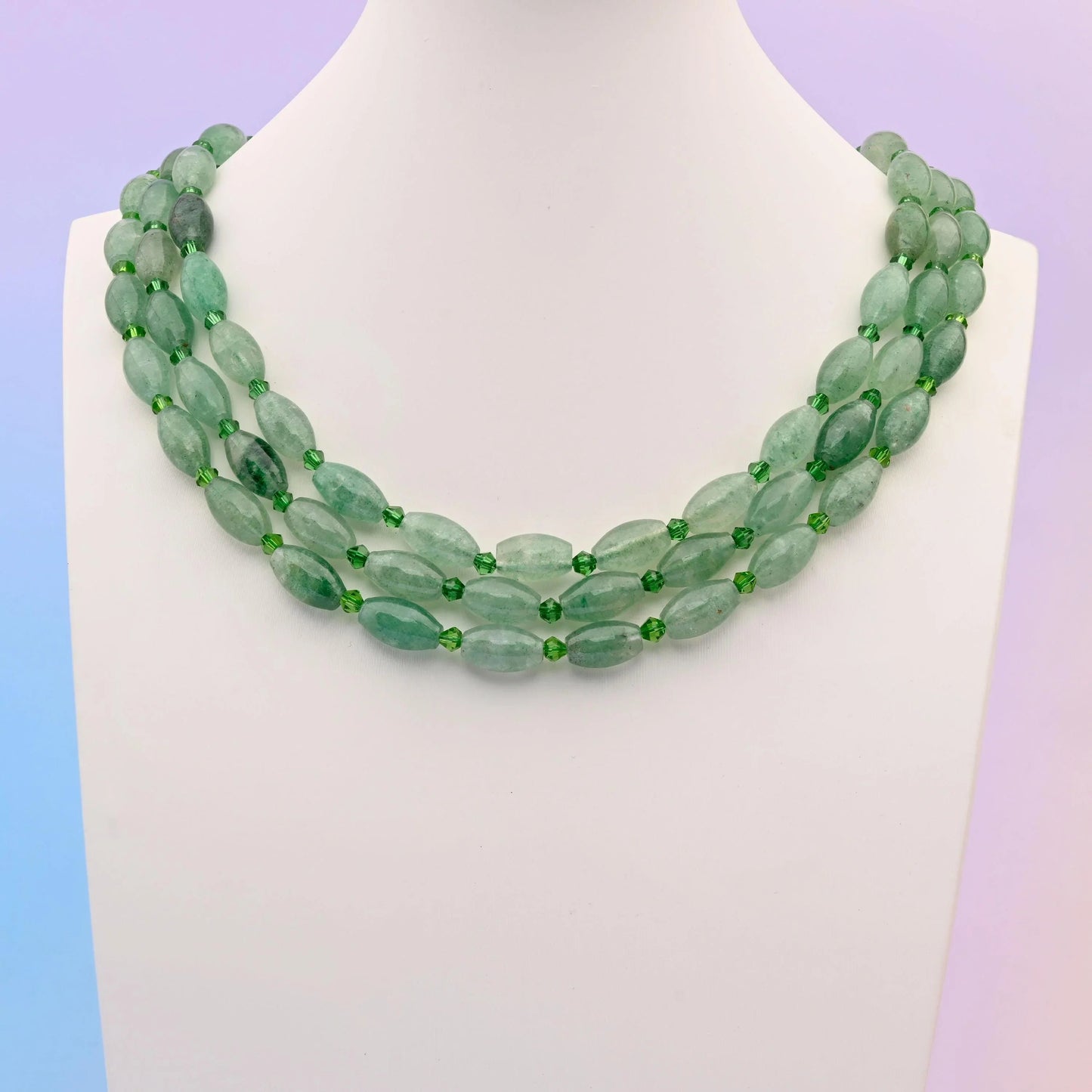 Green strawberry quartz beads, smooth barrel shape, 13x8mm
