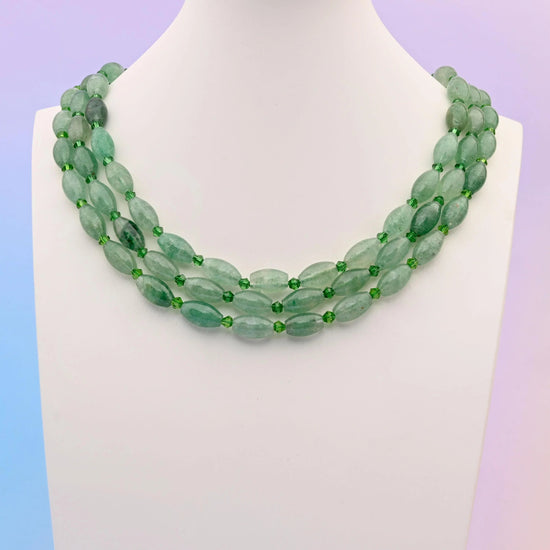 Green strawberry quartz beads, smooth barrel shape, 13x8mm