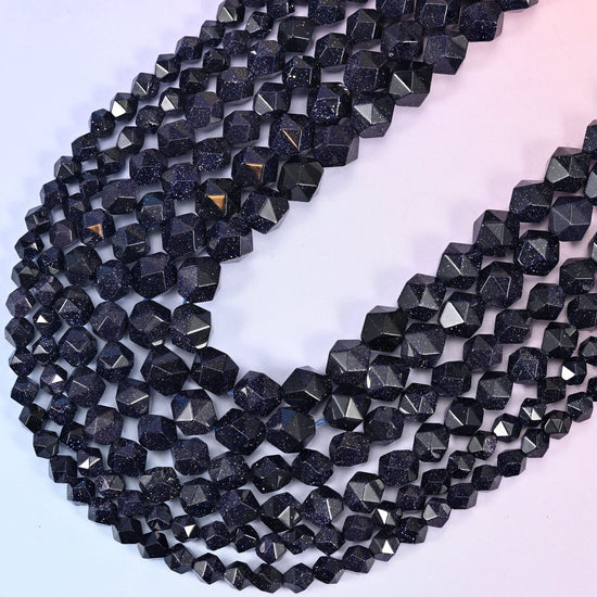 Long strands falling in a V, showing how the star facets pick out bright highlights along each edge