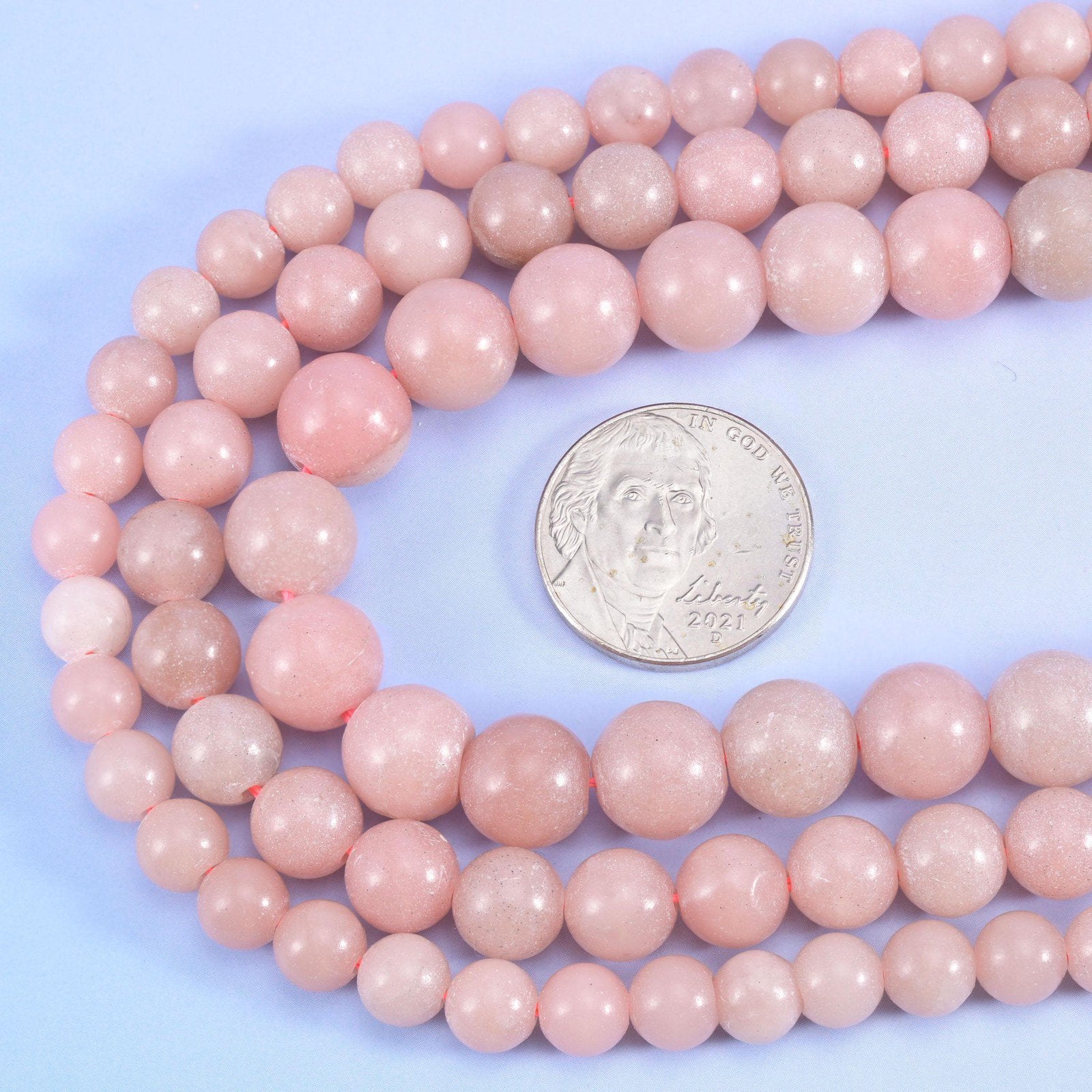 Pink Opal Color Dyed Jade Smooth Round Beads, 15 inch strand
