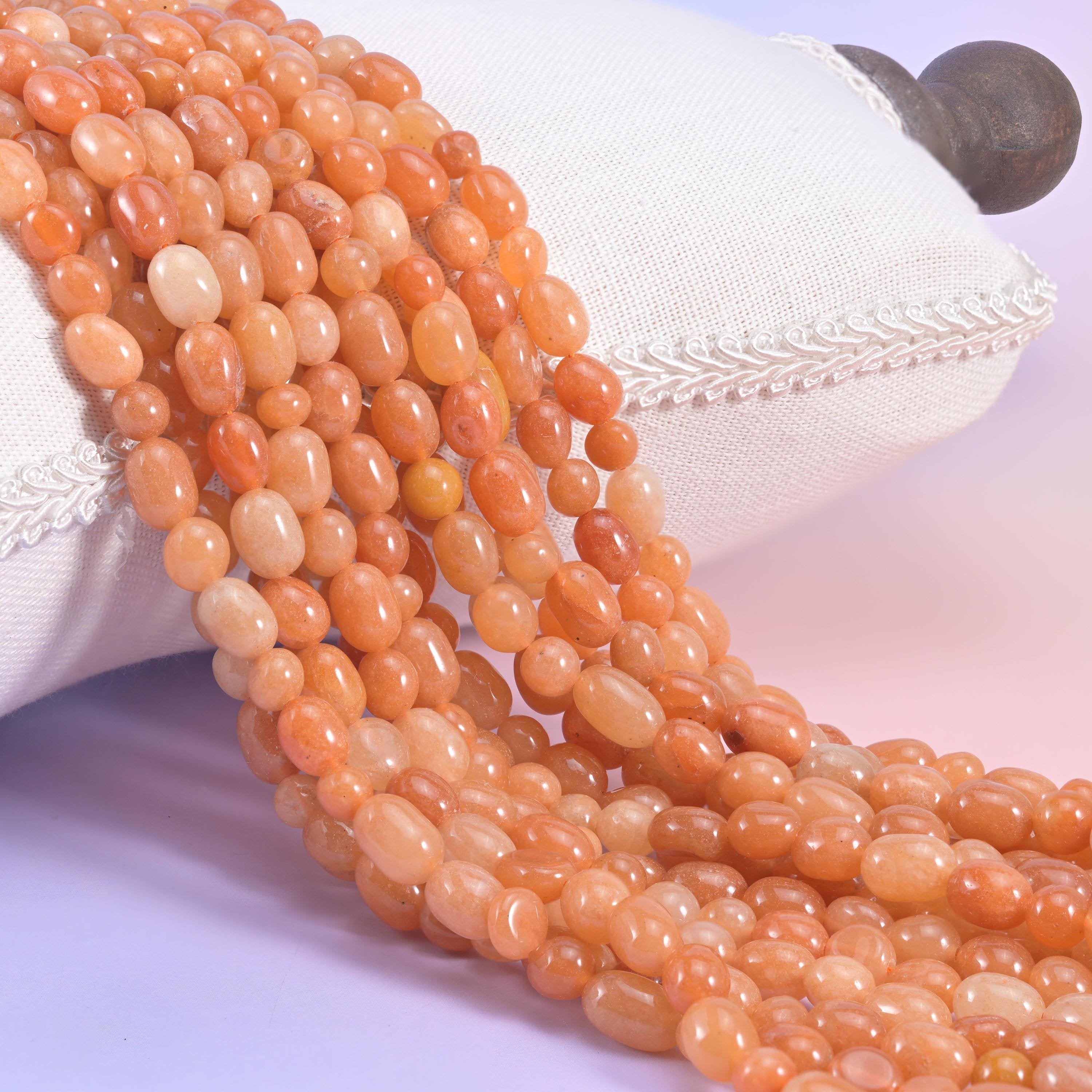 Red Aventurine beads, pebble nugget, 6-8mm, 8-12mm