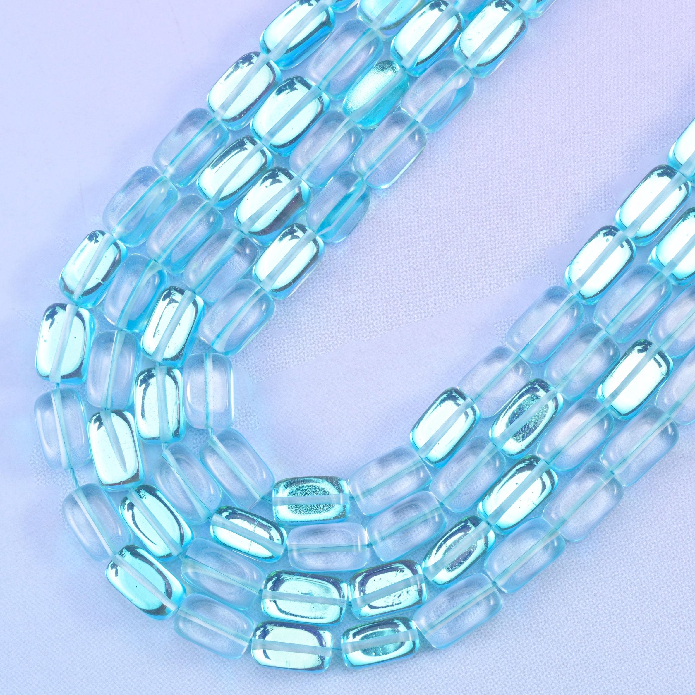 Light blue mystic aura glass beads, hole approximately 1.0mm