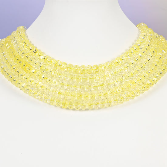 Transparent Yellow Faceted Rondelle Glass Beads: Size 5x8mm, Jewelry Making Supply