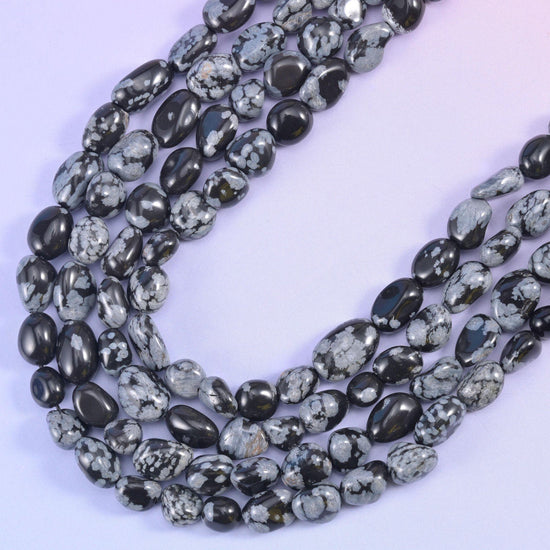 Snowflake Jasper Pebble Nugget Beads, 6-8mm approximately 49 beads, 8-12mm approximately 40 beads per strand