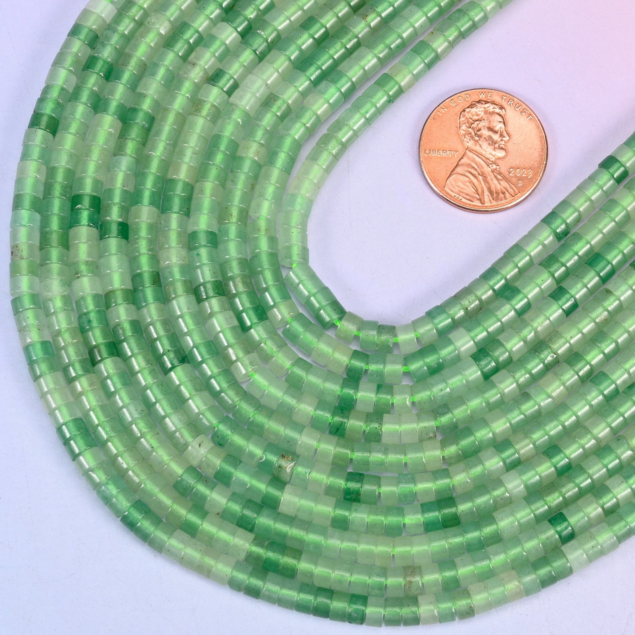 Heishi disc cut Green Aventurine beads