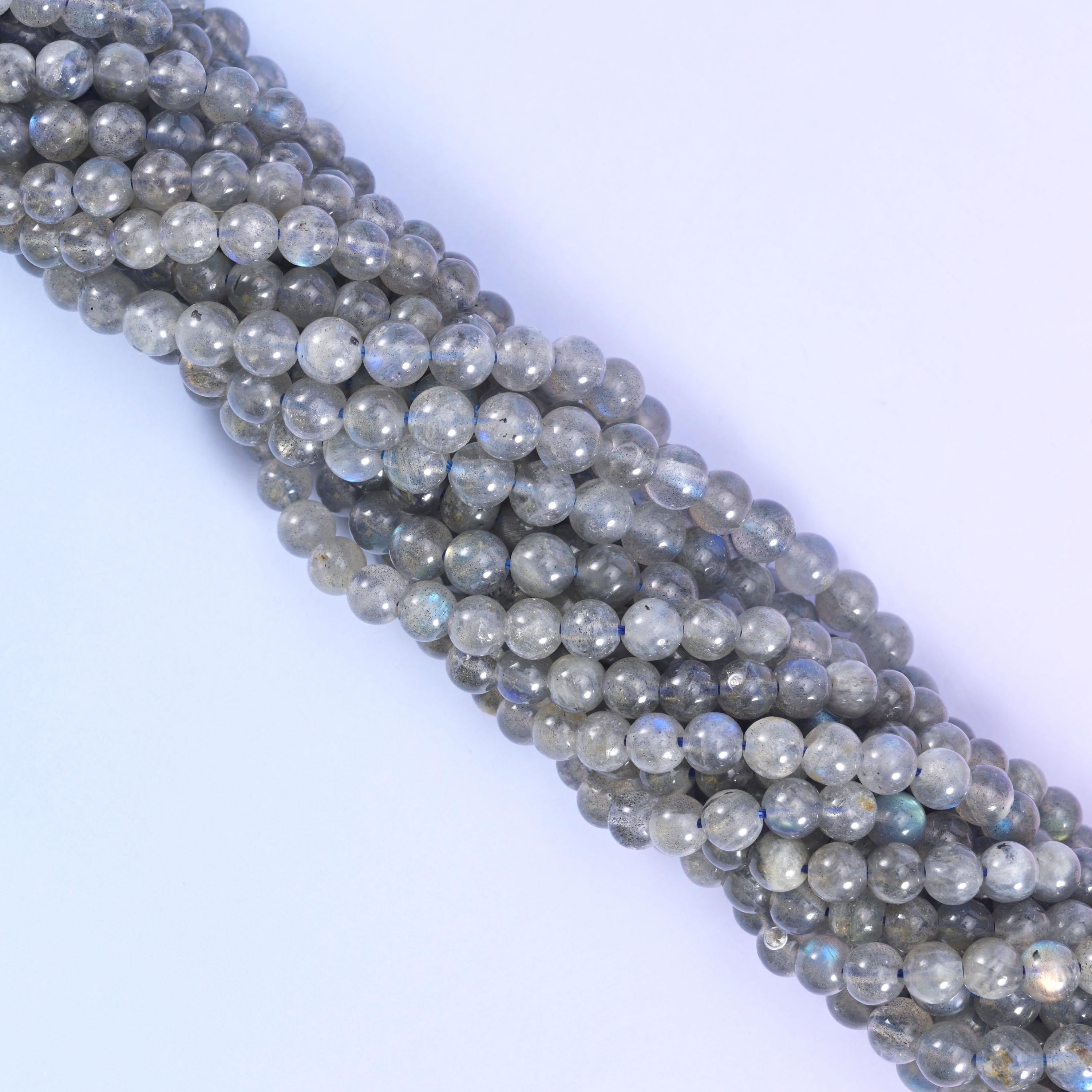 White labradorite round beads, approximately 45 beads per 15.5 inch strand
