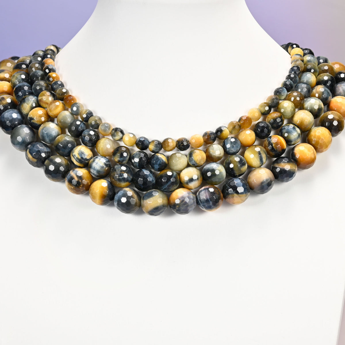 Gold Blue Dream Tiger Eye Faceted Round Beads 6mm 8mm 10mm 12mm Jewelry Making 15 Inch Strand