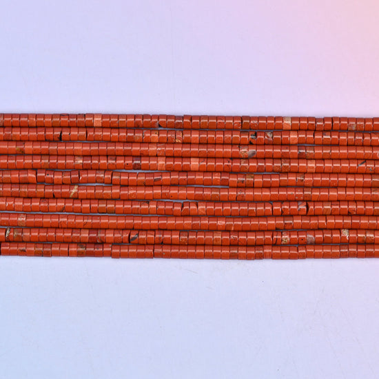 Red Jasper Smooth Heishi Disc Beads in rich brick-red with subtle earthy inclusions