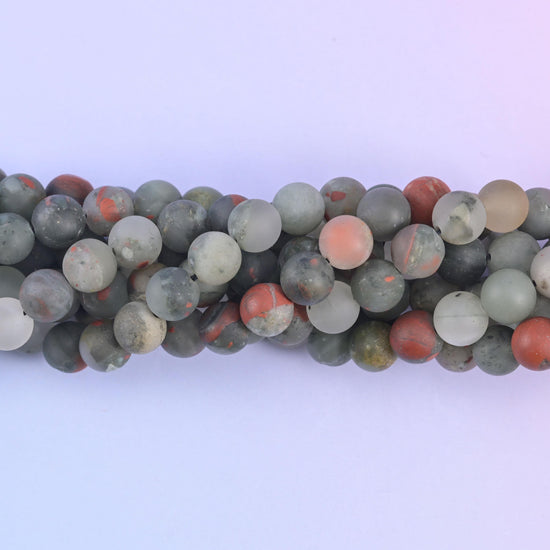 Smooth round cut african bloodstone beads