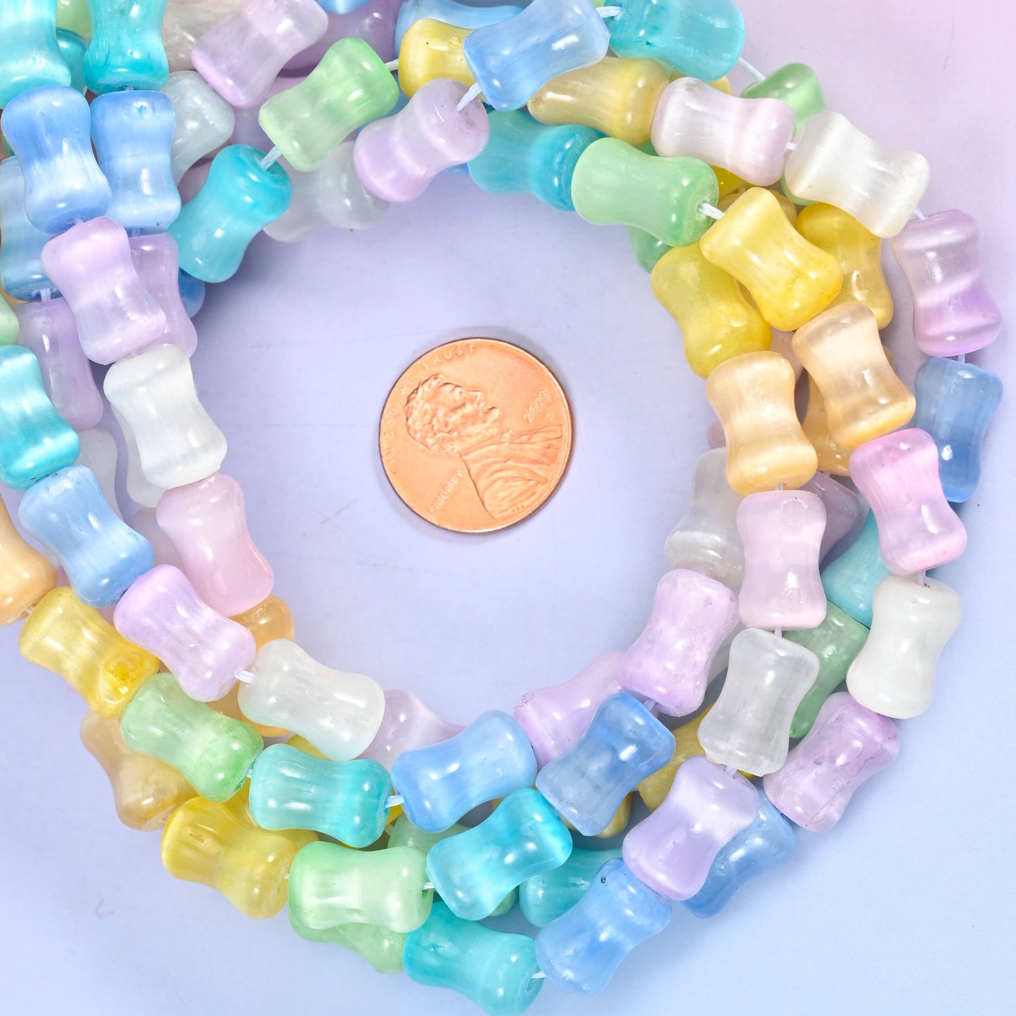 Rainbow Selenite Bamboo Stem Tube Beads Size 8x12 mm Jewelry Making 15.5 Inch Strand