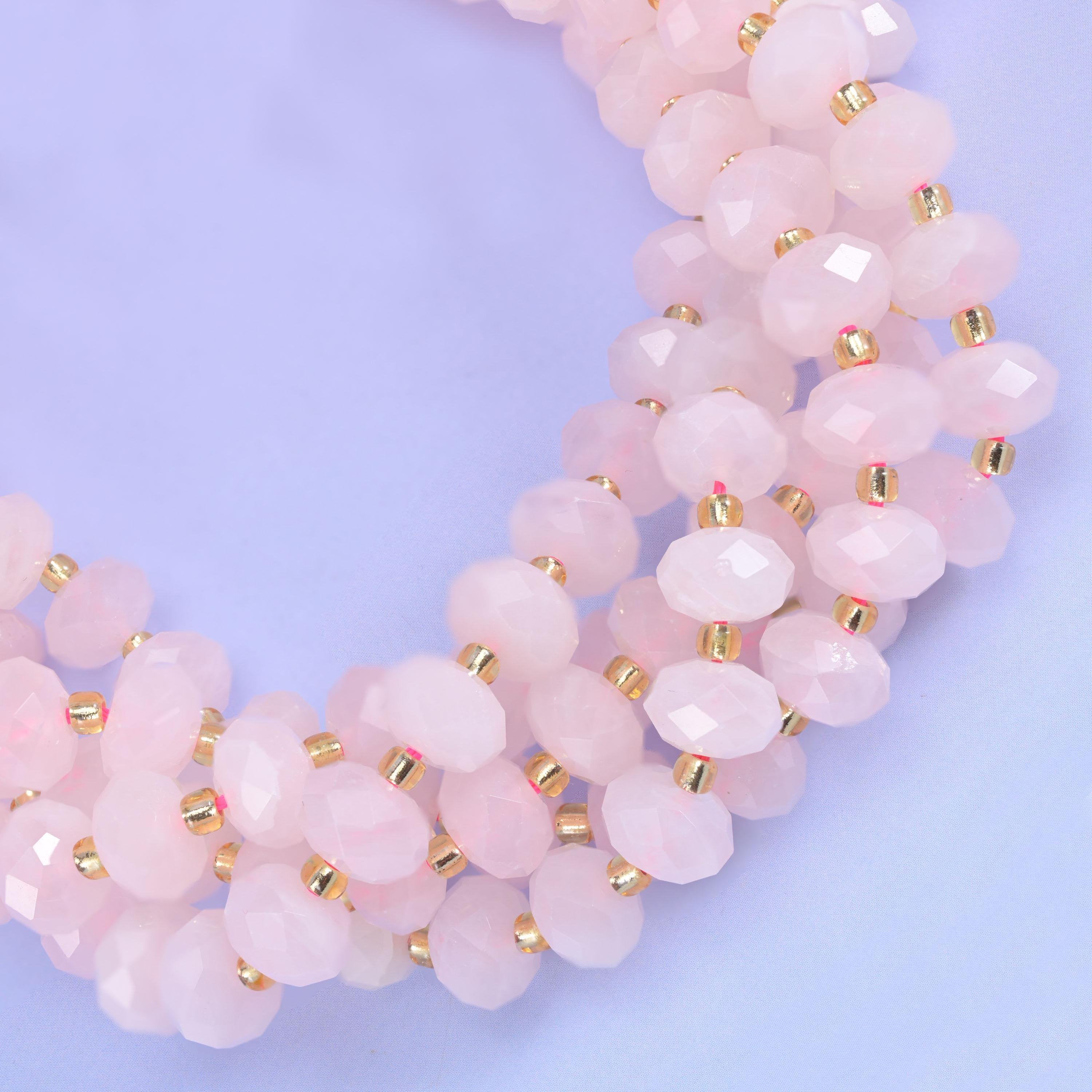 Rose Quartz Faceted Rondelle Beads, hole approximately 1.0mm