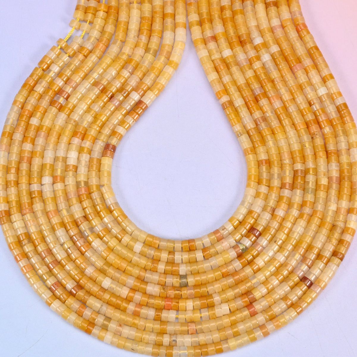 Yellow Jade Smooth Heishi Disc Beads, hole approximately 1.0mm