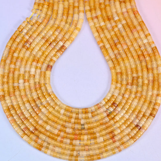 Yellow Jade Smooth Heishi Disc Beads, hole approximately 1.0mm