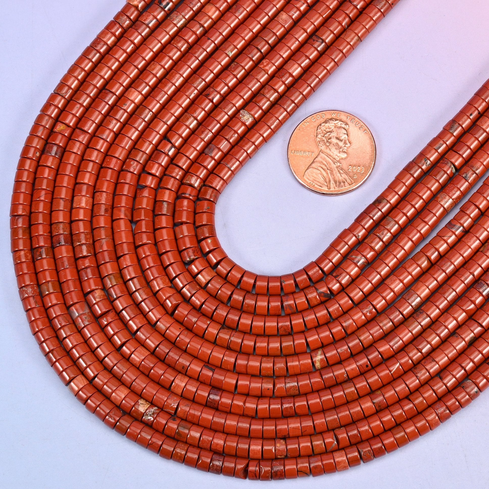 Heishi disc cut Red Jasper beads