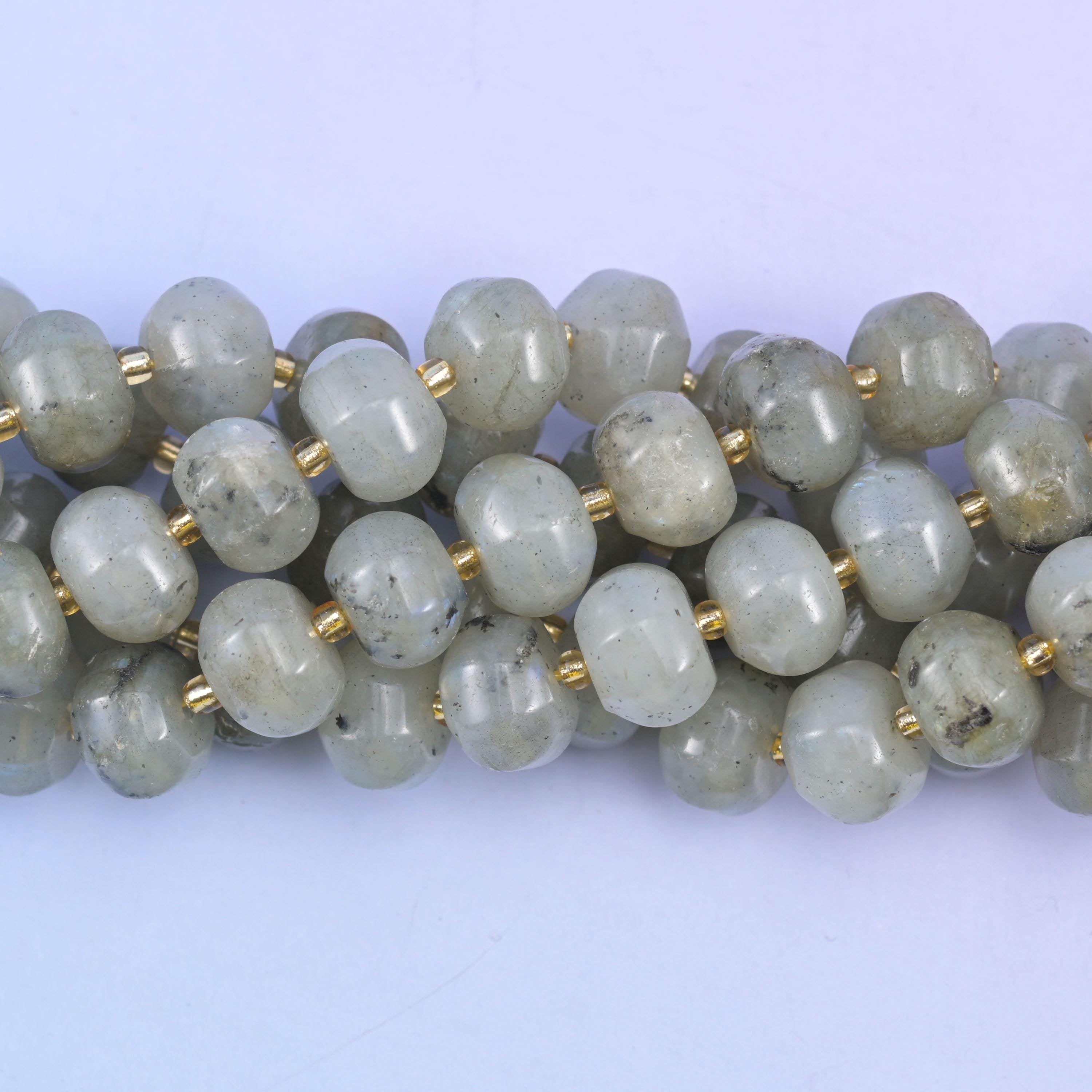 Smooth pumpkin cut gray labradorite beads