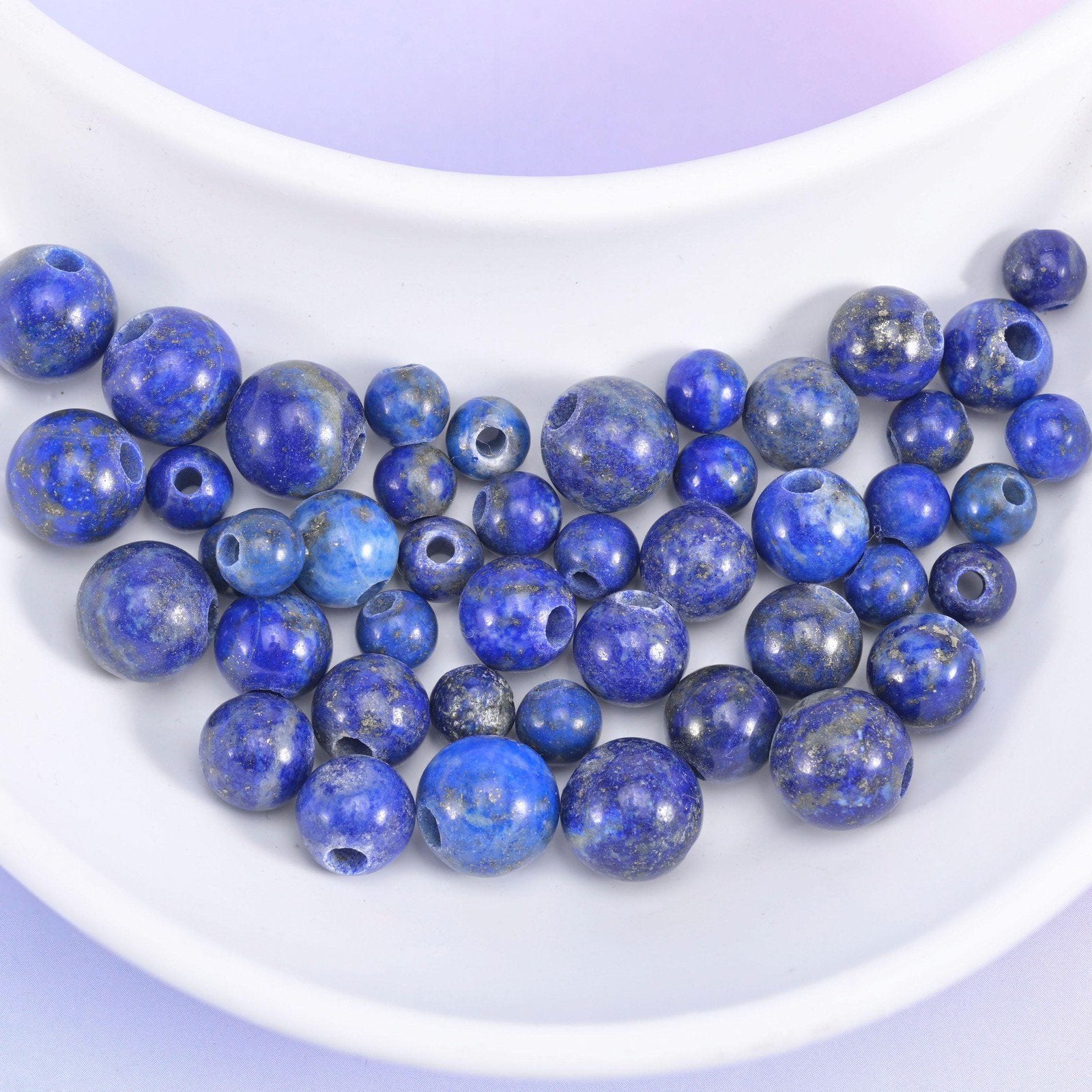 Lapis Lazuli 2mm Large Hole Round Beads 6mm 8mm 10mm in blue