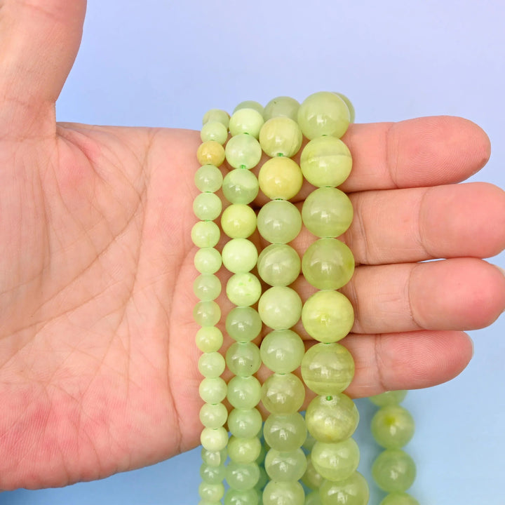 Green Flower Jade beads, round, 6mm to 12mm