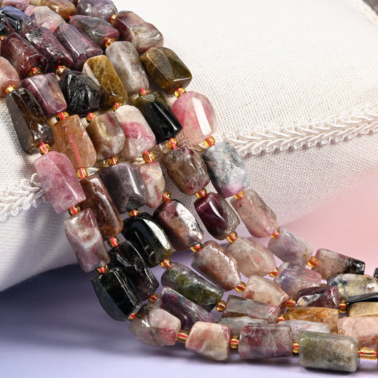 Multi-Color Tourmaline Faceted Tube Beads