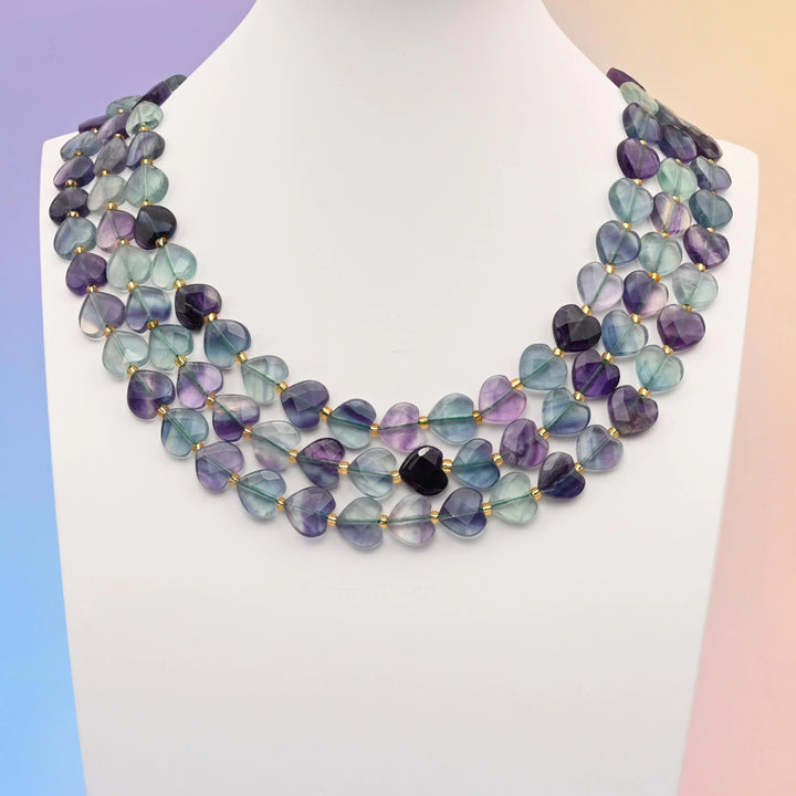 Fluorite faceted heart beads, 12mm, sold per 15.5 inch strand