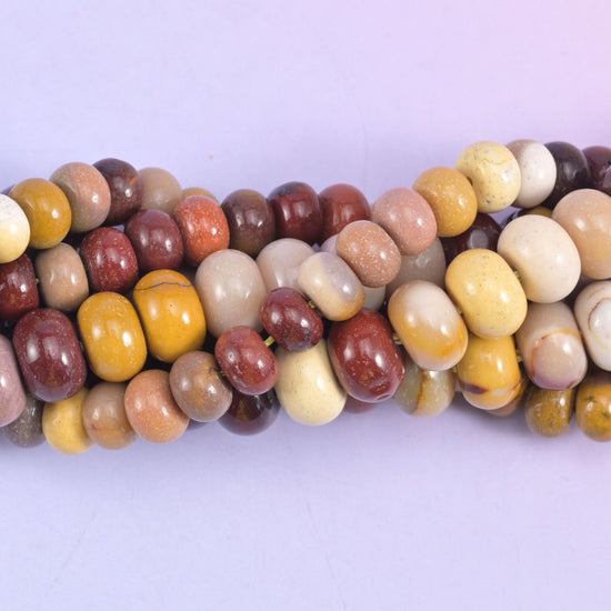 Natural Mookaite Jasper smooth rondelle beads for bracelets, necklaces, and earrings