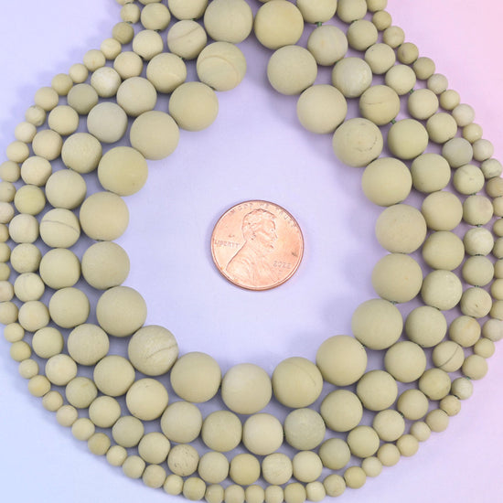 Green Alashan Agate Matte Round Beads 4mm 6mm 8mm 10mm Jewelry Making 15 Inch Strand