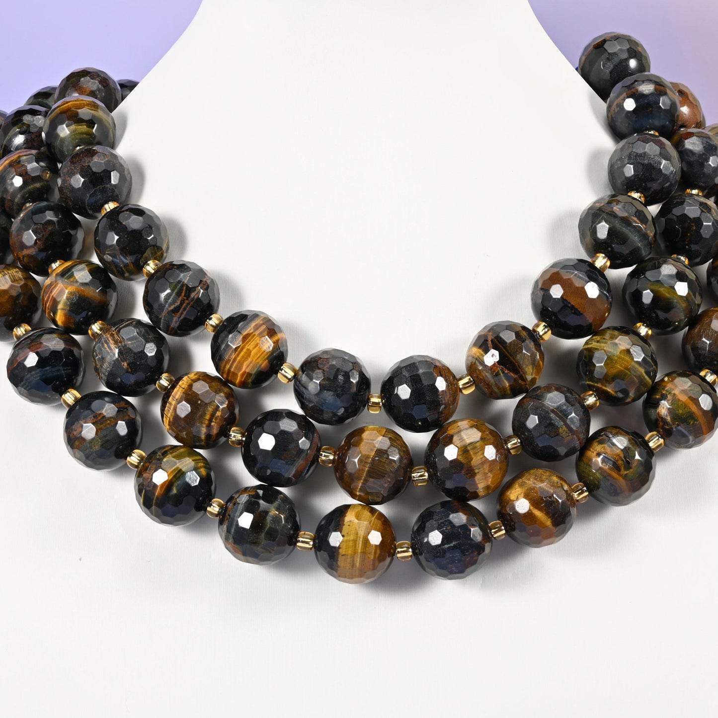 Iron Tiger Eye beads, faceted round, 16mm